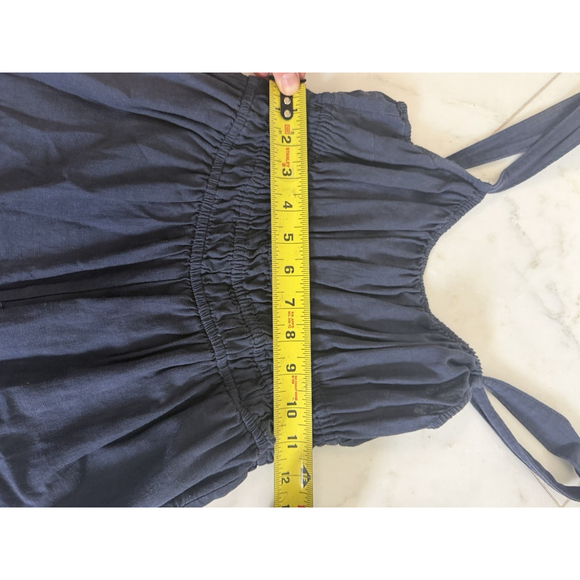 Madewell Navy Blue Tank Top Jumpsuit Linen Blend Elastic Waist Wide Leg Size XXS - Picture 8 of 9